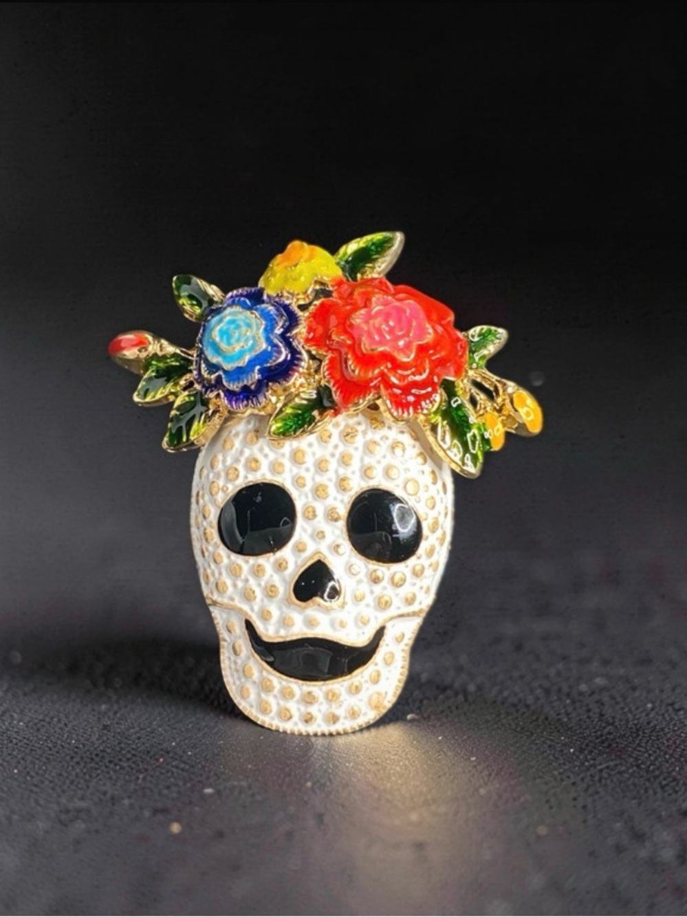 Interesting Brooch Goth Floral Skull #838